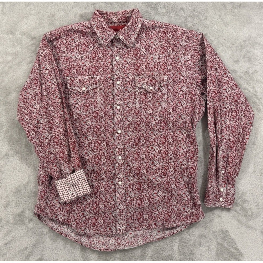 Wrangler Shirt Mens L 20X Competition Advanced Comfort Western Paisley Flip Cuff